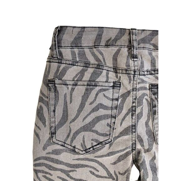 Skinny Ankle Jeans Juniors' 0 24 XS Gray Zebra Animal Print Stretchy Pockets NEW - Picture 3 of 11